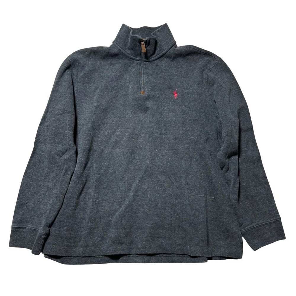 Polo Ralph Lauren Men's Sz XL Gray 1/4 Zip Pullover Sweater Cotton Long Sleeve